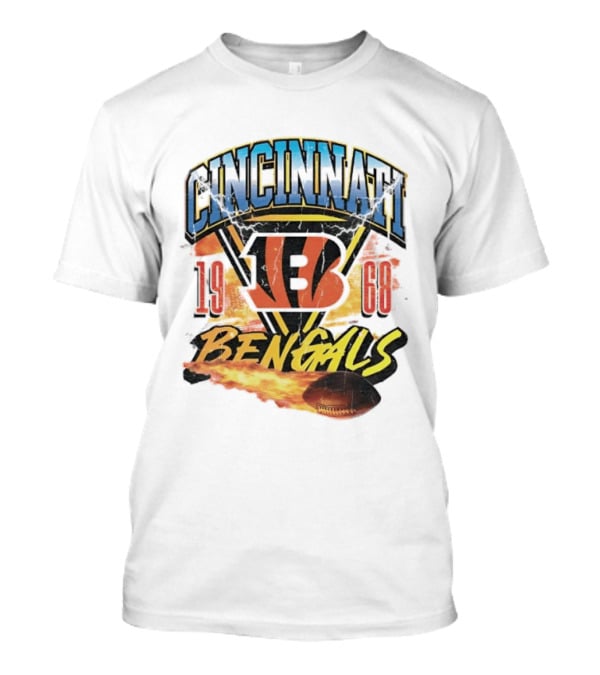 Cincinnati Bengals 1968 Flaming Football Vintage NFL T-Shirt