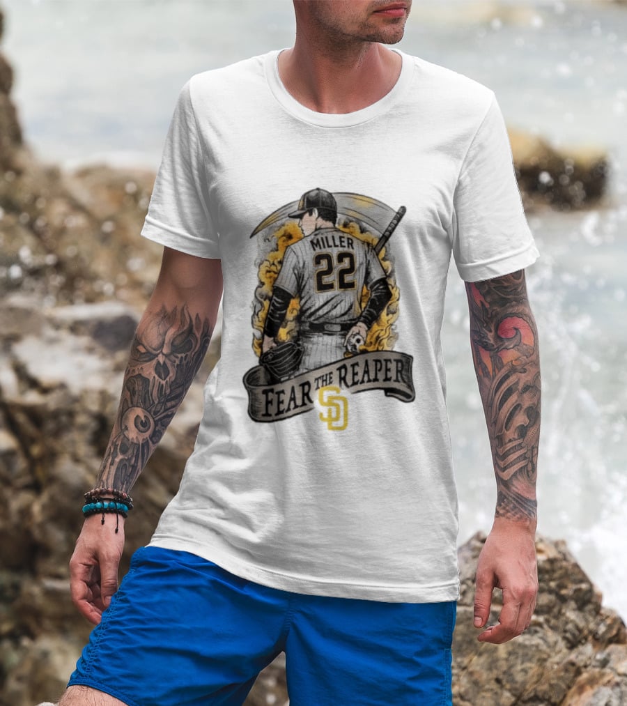 Mason Miller 22 Fear The Reaper San Diego Padres MLB T-Shirt