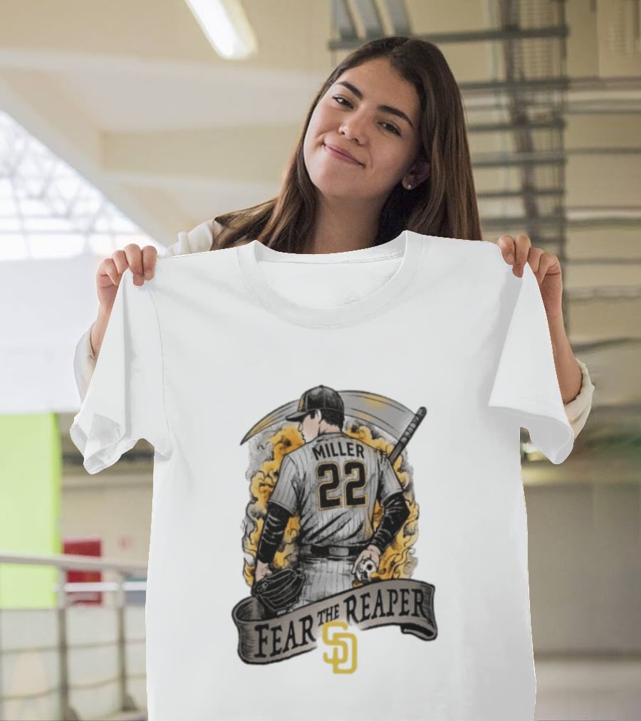 Mason Miller 22 Fear The Reaper San Diego Padres MLB T-Shirt