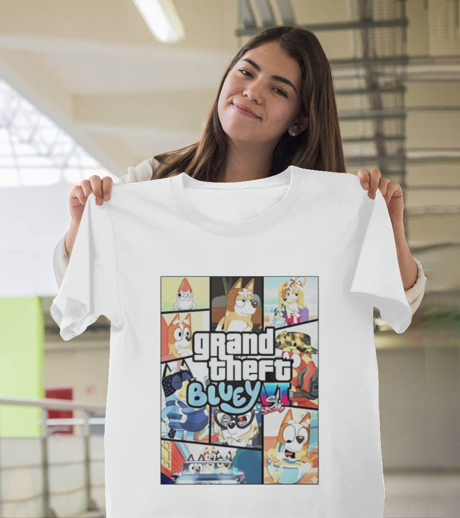 Grand Theft Bluey Funny Cartoon T-Shirt