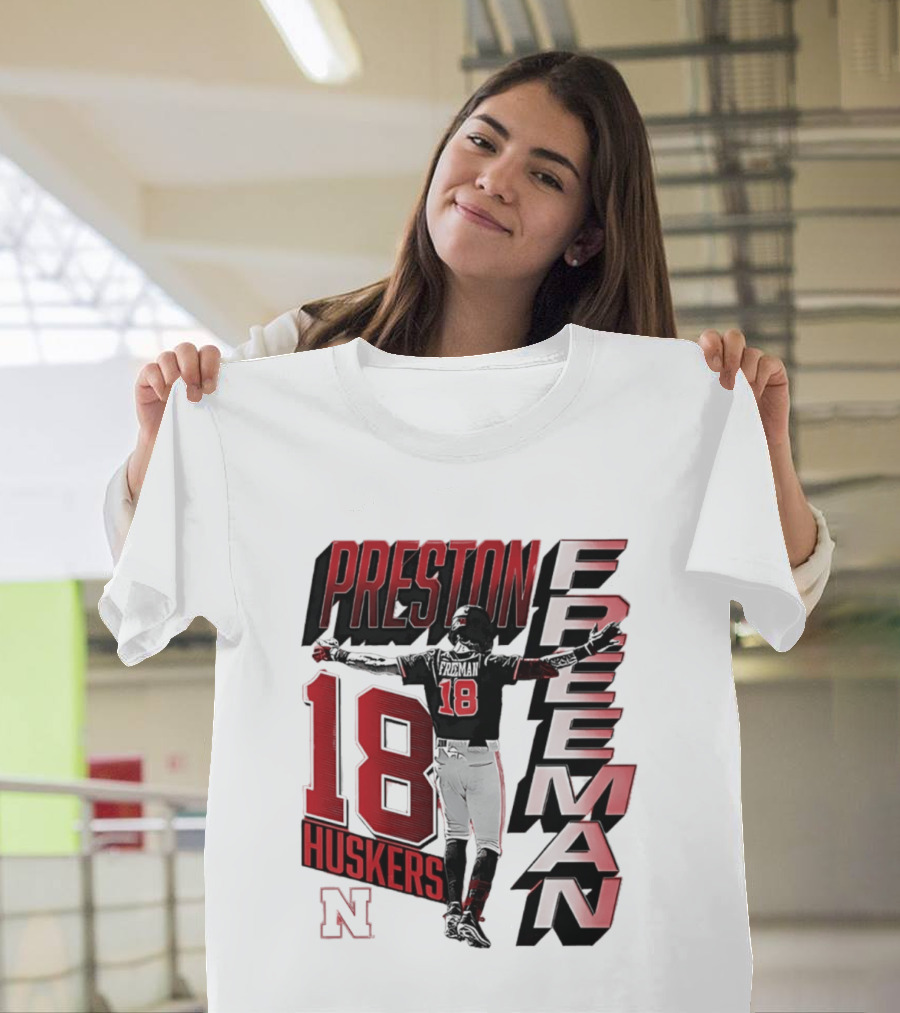 Preston Freeman 18 Huskers Nebraska Football Player T-Shirt