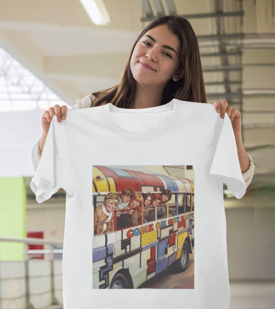 Psychedelic School Bus Come On Get Happy Retro Vibes T-Shirt