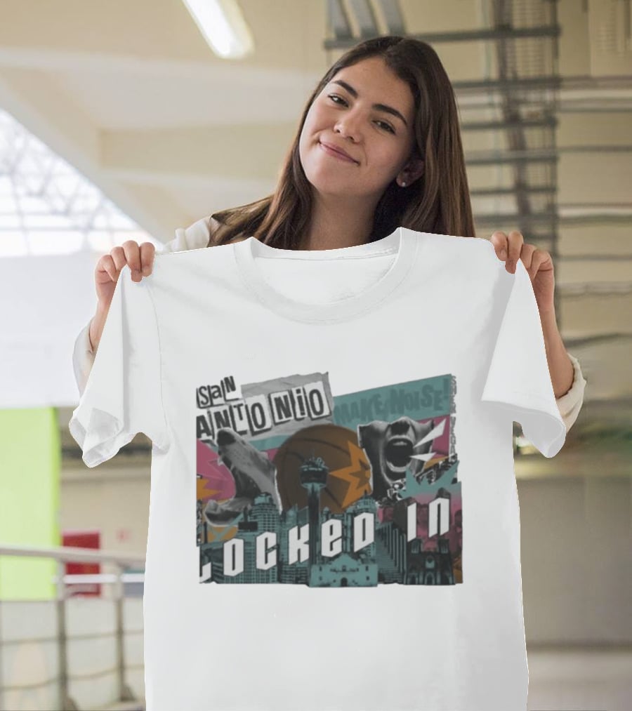 San Antonio Locked In Make Noise Basketball Skyline T-Shirt