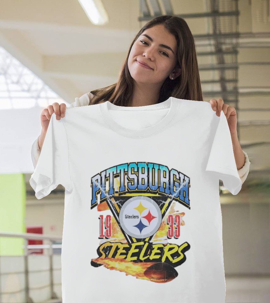 Pittsburgh Steelers 1933 Football Flame T-Shirt