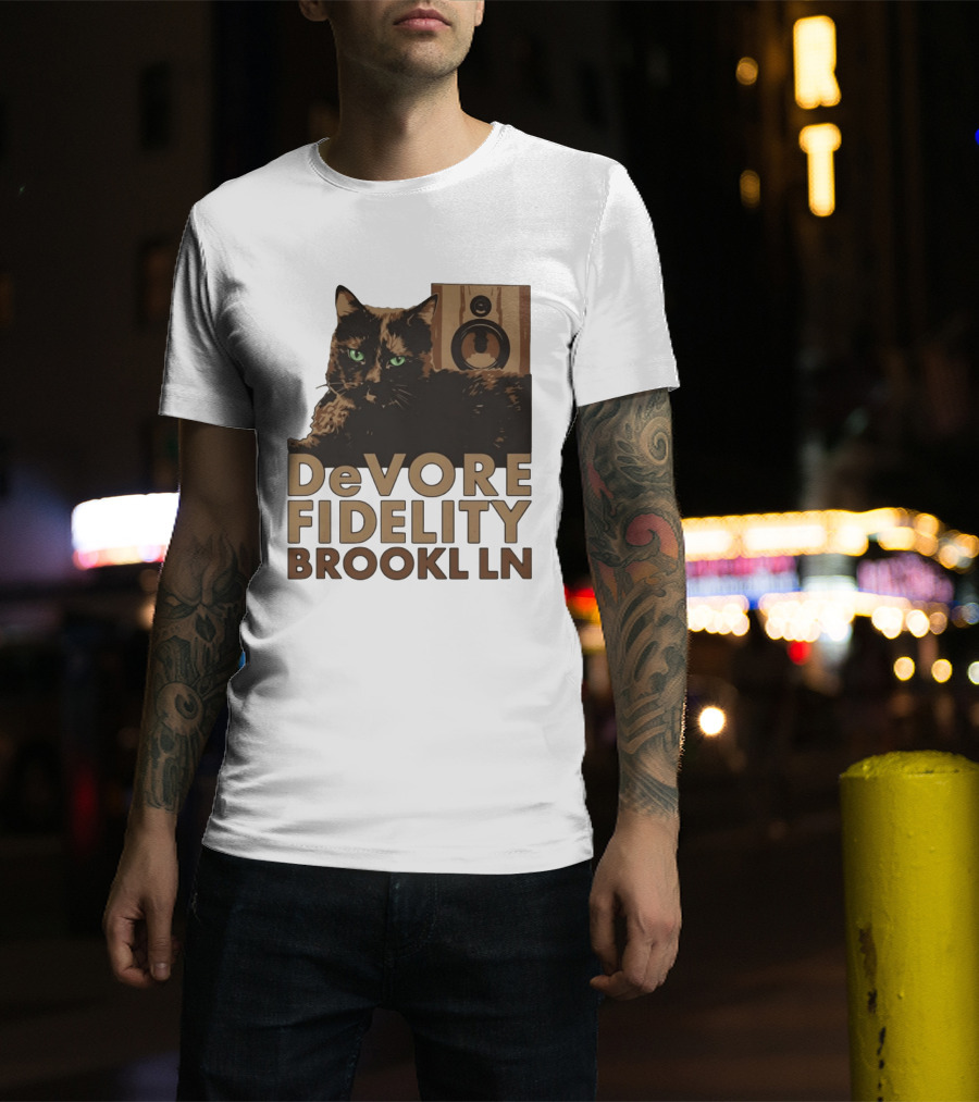 DeVore Fidelity Brooklyn LN Cat Speaker T-Shirt