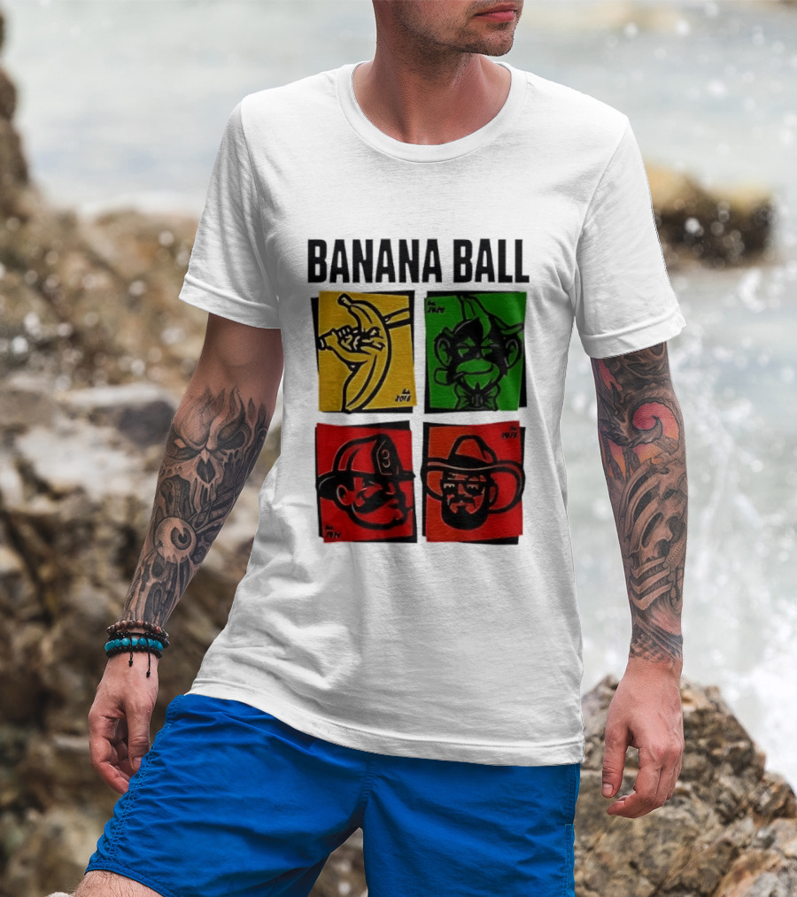 Savannah Bananas Baseball Banana Ball Colorful Character Blocks T-Shirt