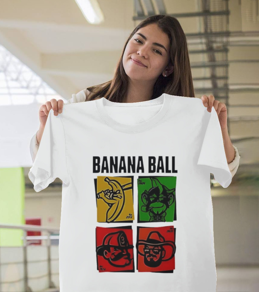 Savannah Bananas Baseball Banana Ball Colorful Character Blocks T-Shirt
