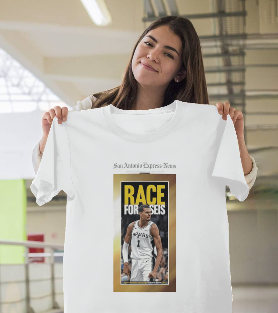 San Antonio Express News Victor Wembanyama Spurs Race For Seis Basketball T-Shirt