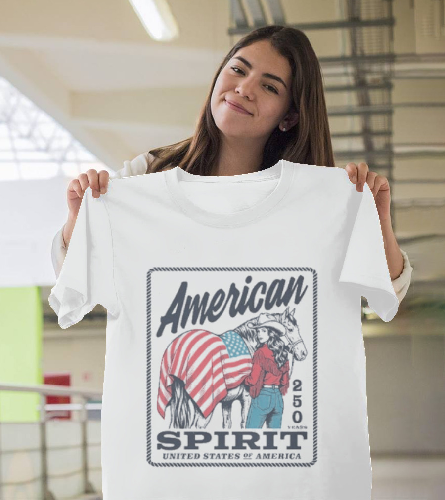 American Spirit 250 United States Of America Horse And Rider With Flag Blanket T-Shirt
