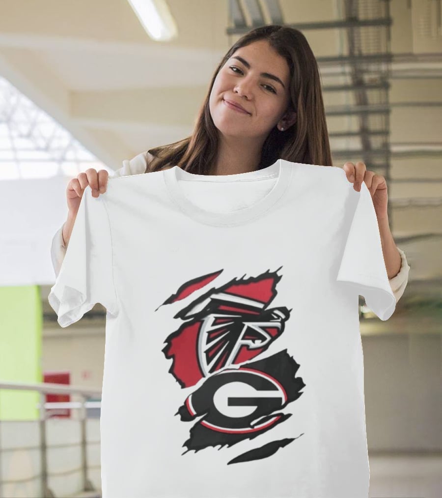 Atlanta Falcons Georgia Bulldogs Sports Team Graphic Rip T-Shirt
