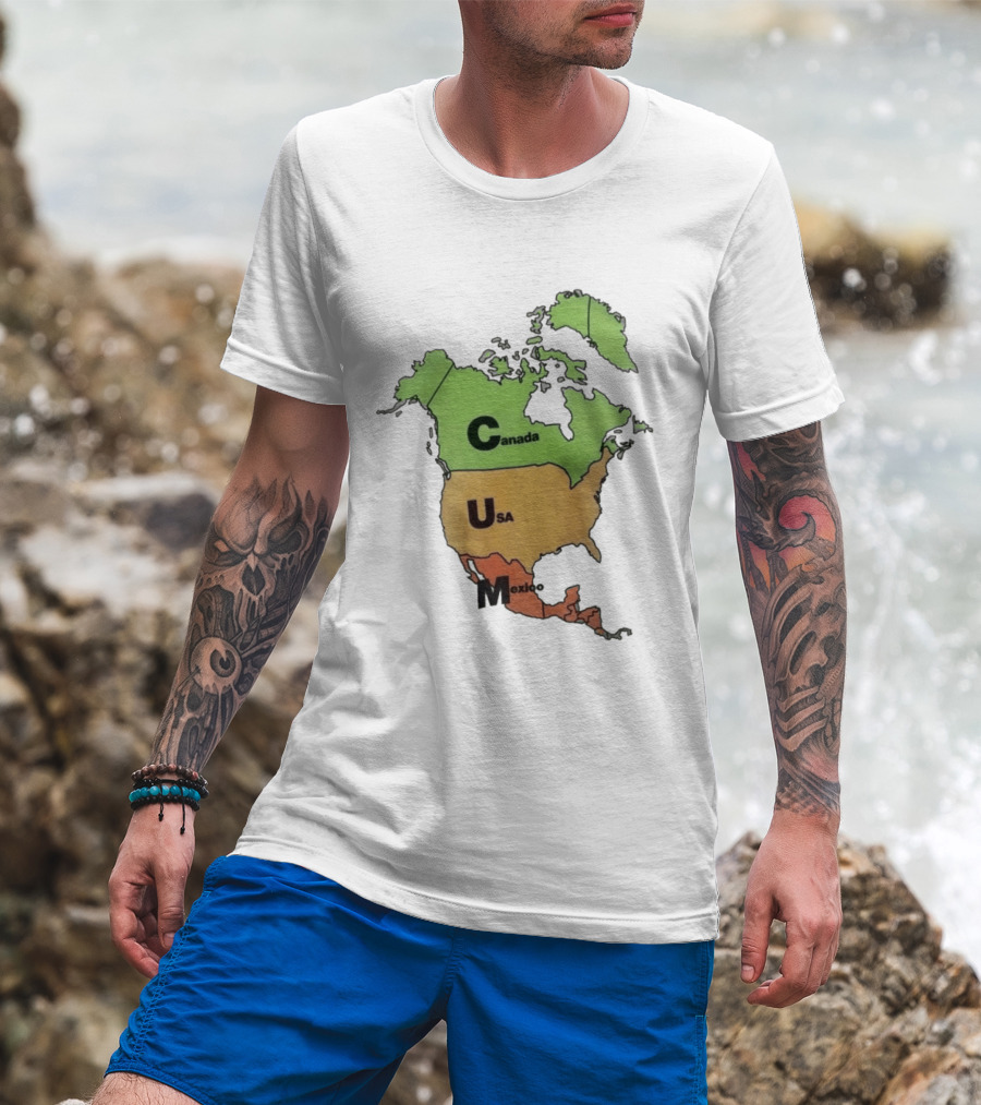 North America Map Canada USA Mexico Geography Continent Country T-Shirt
