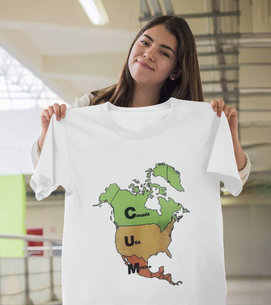 North America Map Canada USA Mexico Geography Continent Country T-Shirt