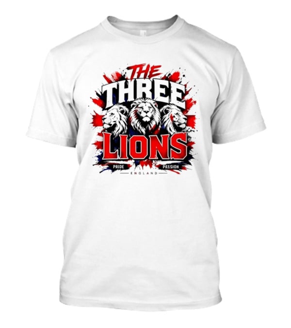 The Three Lions England Pride Red Blue Black Splatter T-Shirt