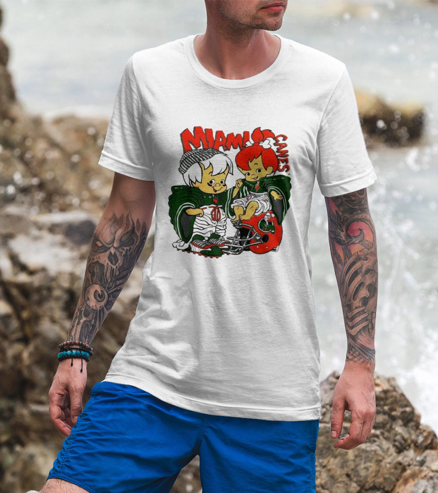Miami Hurricanes MIAMI CANES Pebbles Bamm Bamm Flintstones NCAA T-Shirt