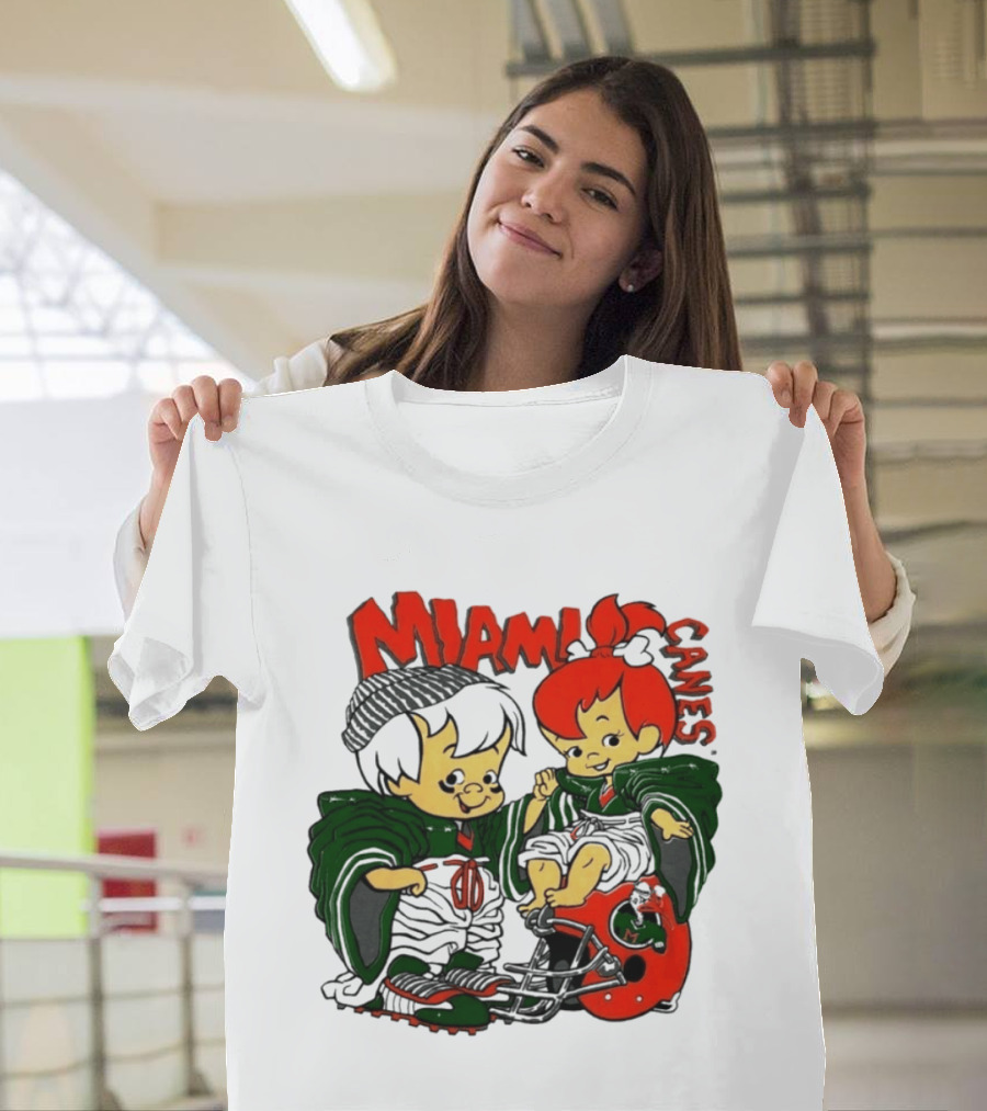 Miami Hurricanes MIAMI CANES Pebbles Bamm Bamm Flintstones NCAA T-Shirt