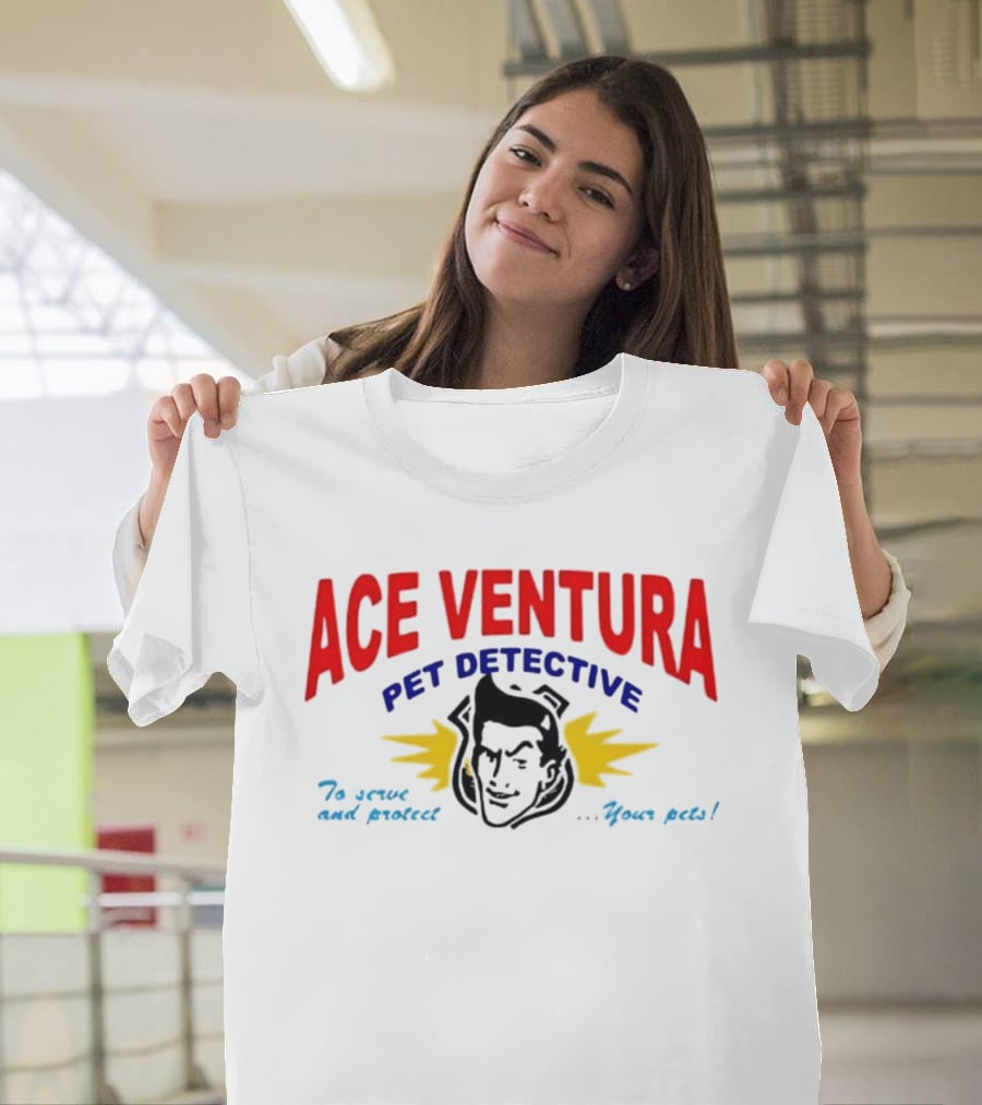Ace Ventura Pet Detective To Serve And Protect Your Pets Movie Iconic Character Yellow Lightning T-Shirt