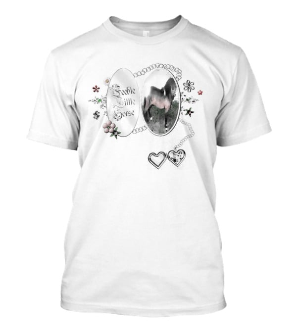 Feeble Little Horse Locket With Heart Photo Charm And Floral Details T-Shirt