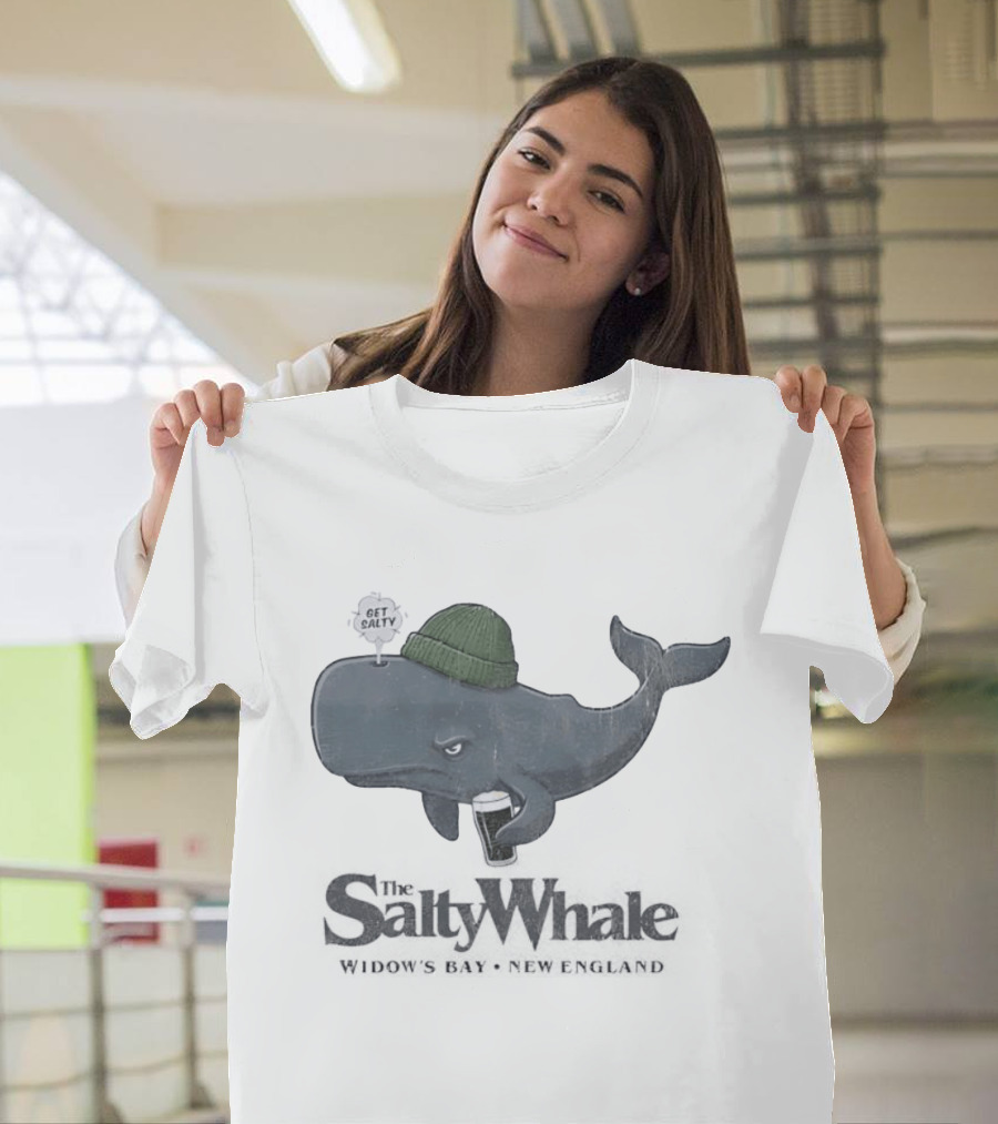 Get Salty Whale New England Beer Drinker Nautical Widows Bay T-Shirt