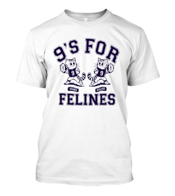 Kramer McMahon 9s For Cartoon Cats Football Felines T-Shirt