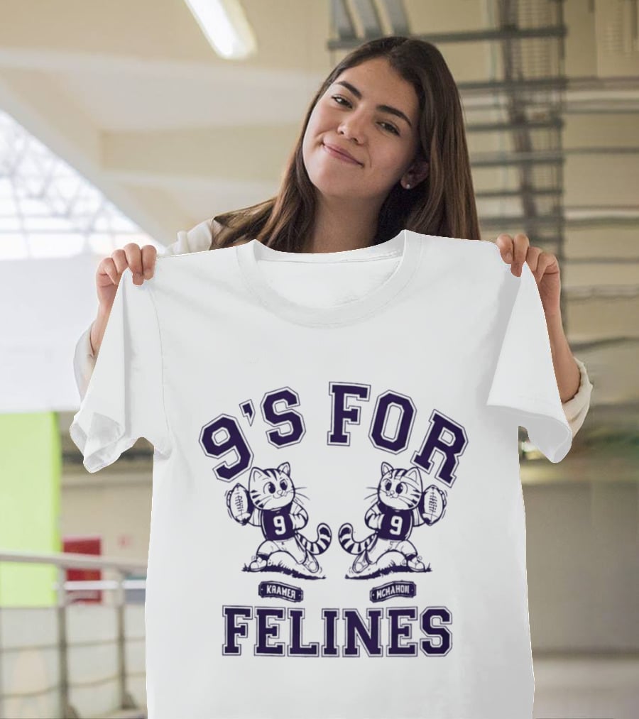 Kramer McMahon 9s For Cartoon Cats Football Felines T-Shirt