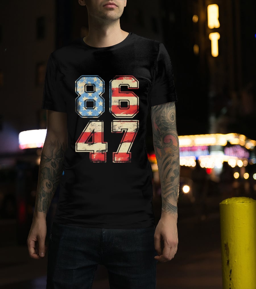 Anti ICE Subtle FDT Democrat 8647 American Flag Numbers T-Shirt