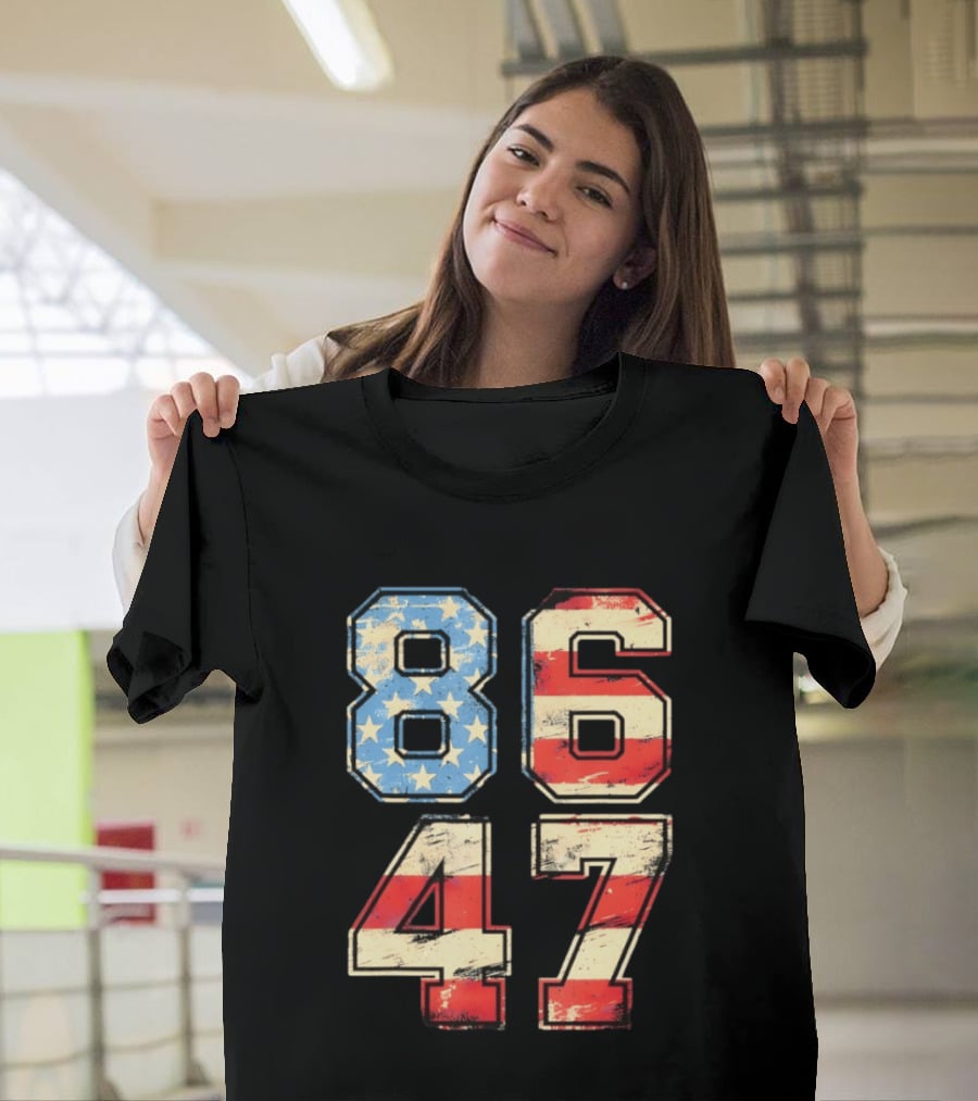 Anti ICE Subtle FDT Democrat 8647 American Flag Numbers T-Shirt