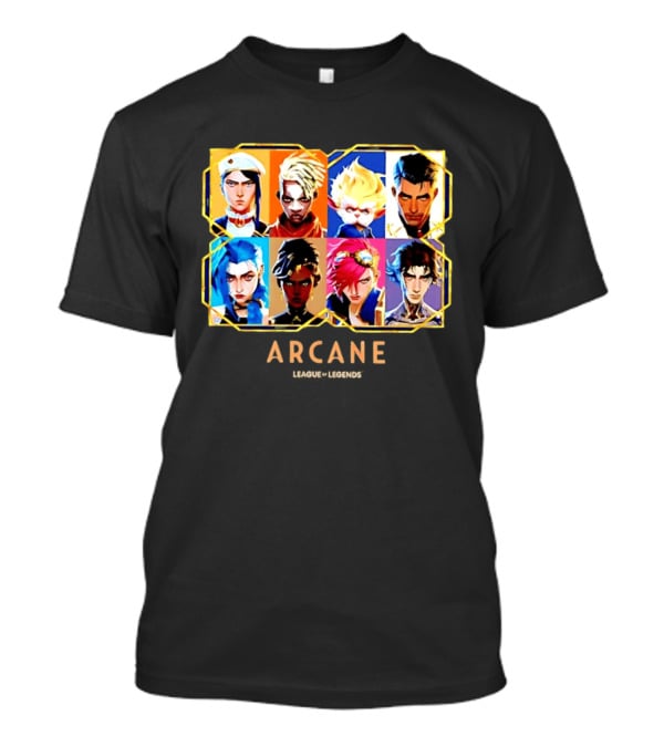 Arcane League Of Legends Jinx Vi Piltover Zaun Hextech Characters Gold Frame 2026 T-Shirt