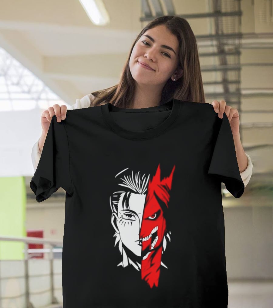 Eren Yeager Attack Titan Split Face The Rumbling 2026 Anime Manga T-Shirt