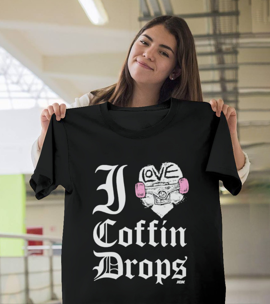 I Love Coffin Drops Aew Skateboard Heart Pink Gloves T-Shirt