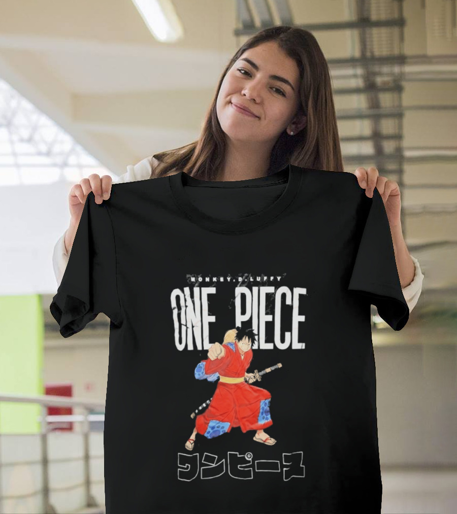 One Piece Luffy Wano Samurai Katana Anime Japanese T-Shirt