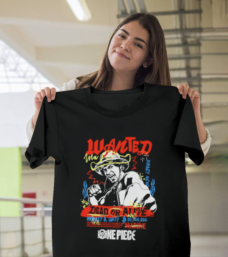 One Piece Monkey D. Luffy Wanted Dead Or Alive 30 Million Berries Bounty Straw Hat Pirate 2026 T-Shirt