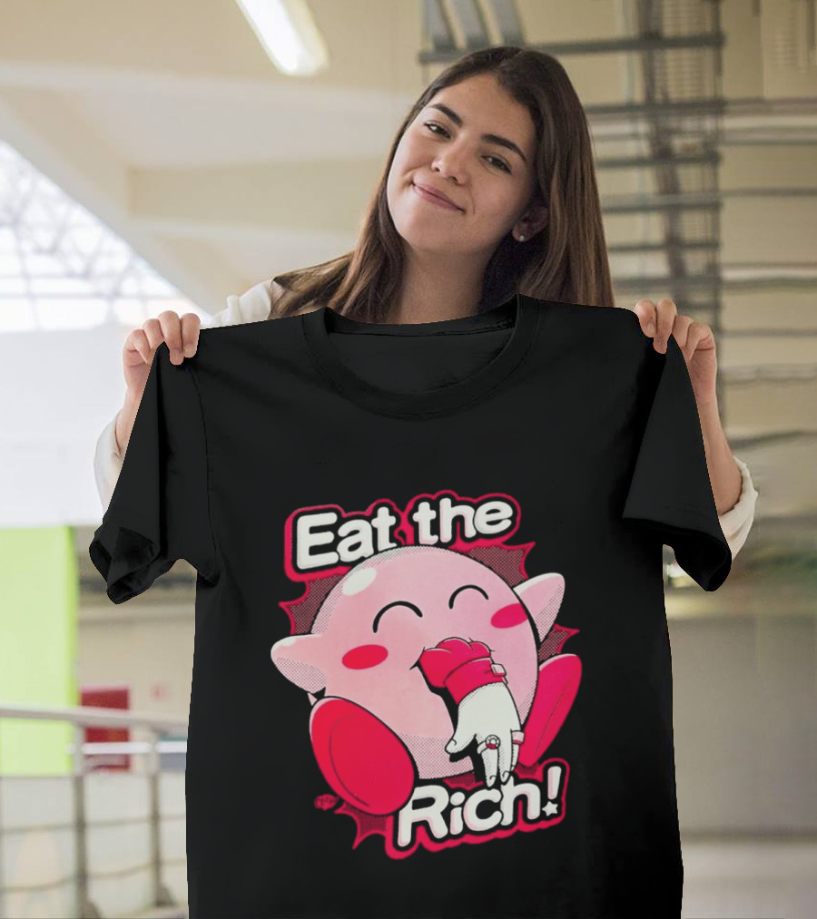 Eat The Rich Pink Character Eating Playful T-Shirt