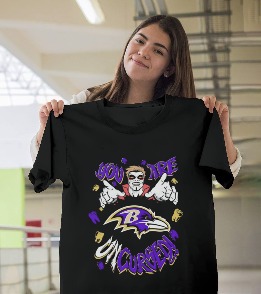 WWE Danhausen Baltimore Ravens Vampire Halloween You Are On Cursed T-Shirt