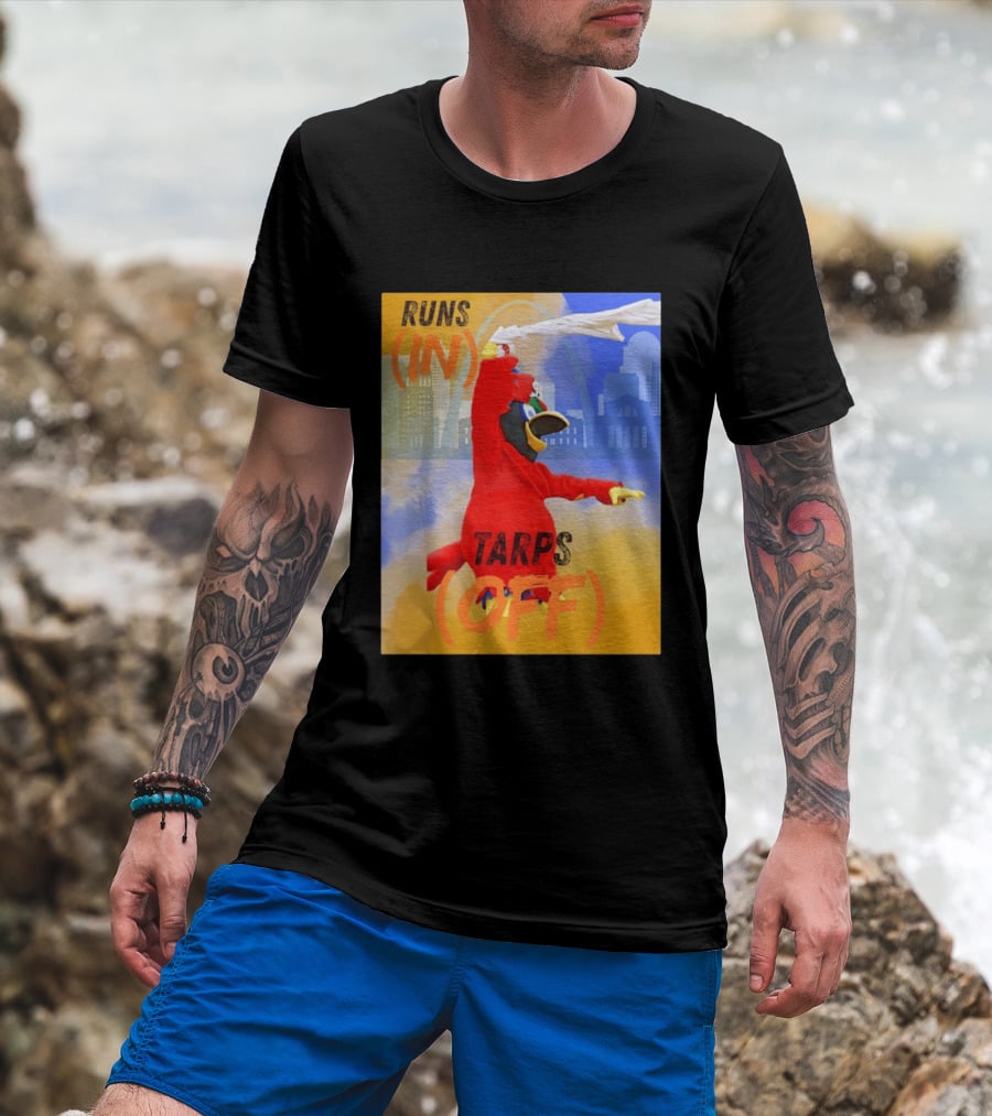 Fredbird Runs In Tarps Off St. Louis Skyline T-Shirt