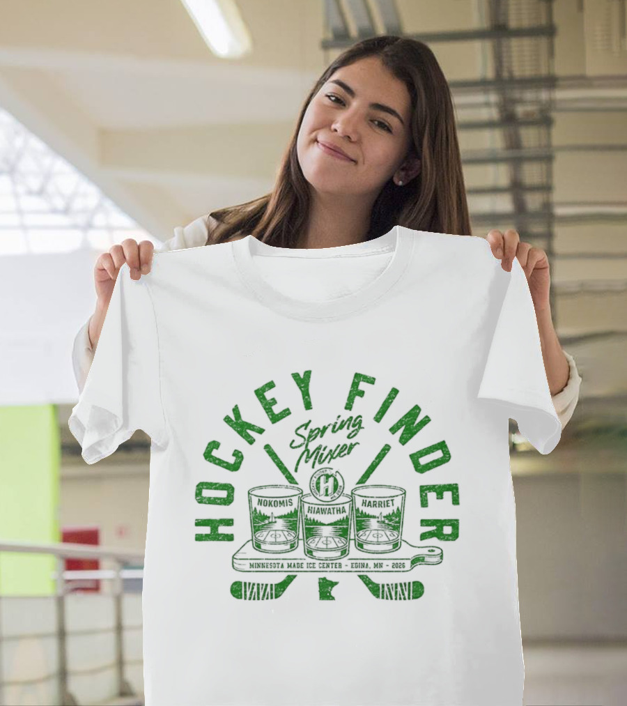 Hockey Finder Spring Mixer With Green Drinks And Sticks T-Shirt