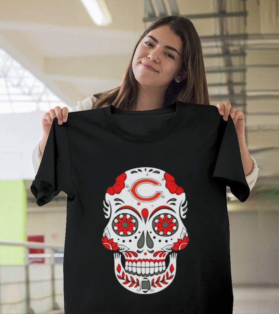 Chicago Bears Dia De Los Muertos Sugar Skull C T-Shirt