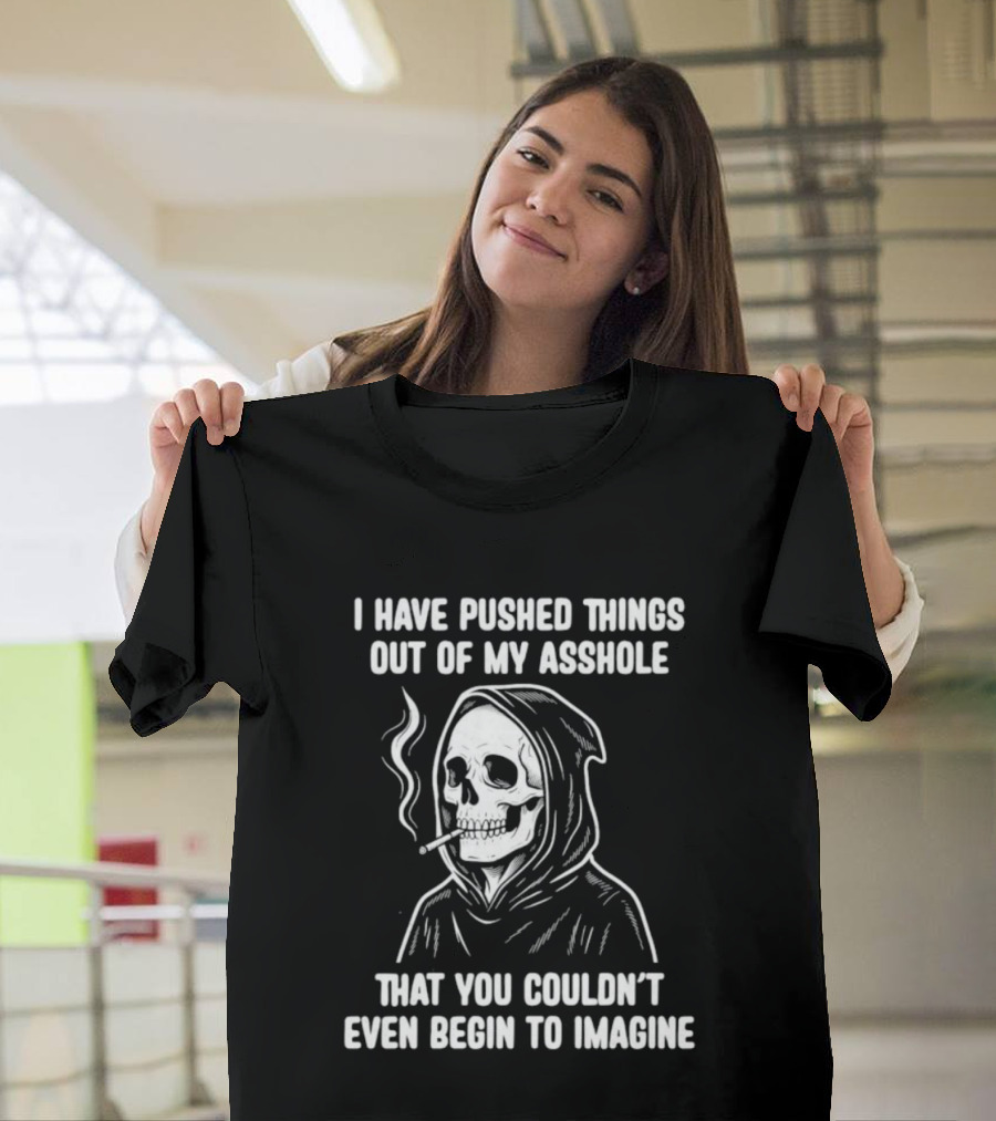 Skeleton Grim Reaper Smoking Dark Humor Sarcastic T-Shirt