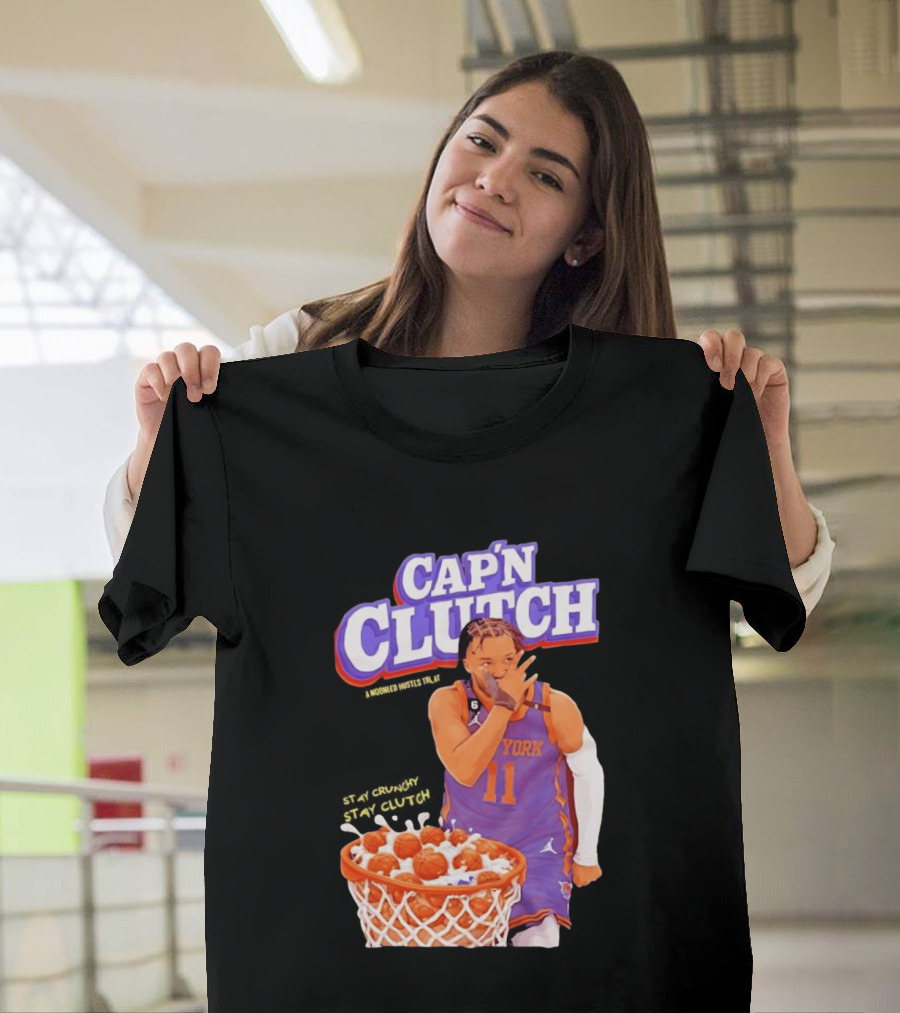 New York Knicks Jalen Brunson Capn Clutch Basketball Cereal Stay Crunchy T-Shirt
