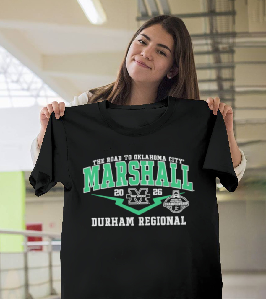 Marshall Thundering Herd 2026 M Logo Durham Regional The Road To Oklahoma City T-Shirt