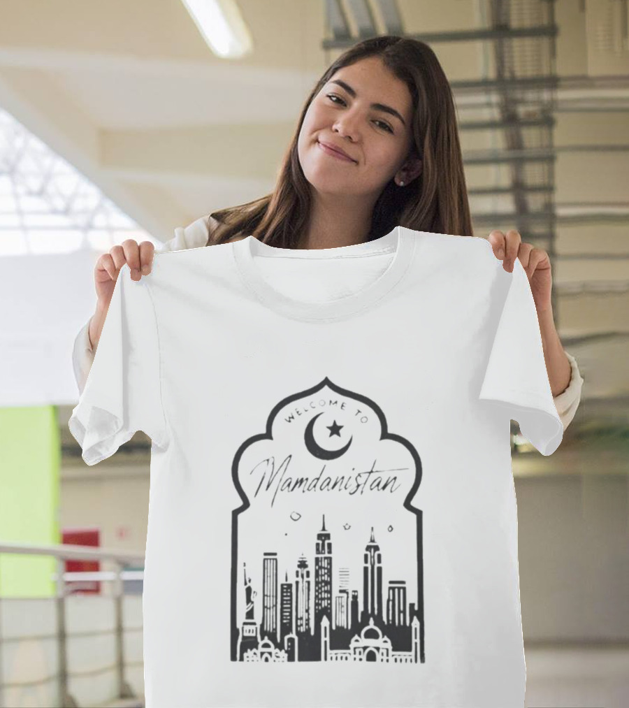 Welcome To Mamdanistan 2026 Back Skyline Crescent Star T-Shirt