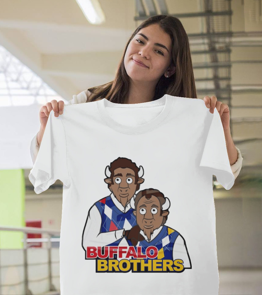 Buffalo Brothers Bison Characters Cartoon Duo T-Shirt