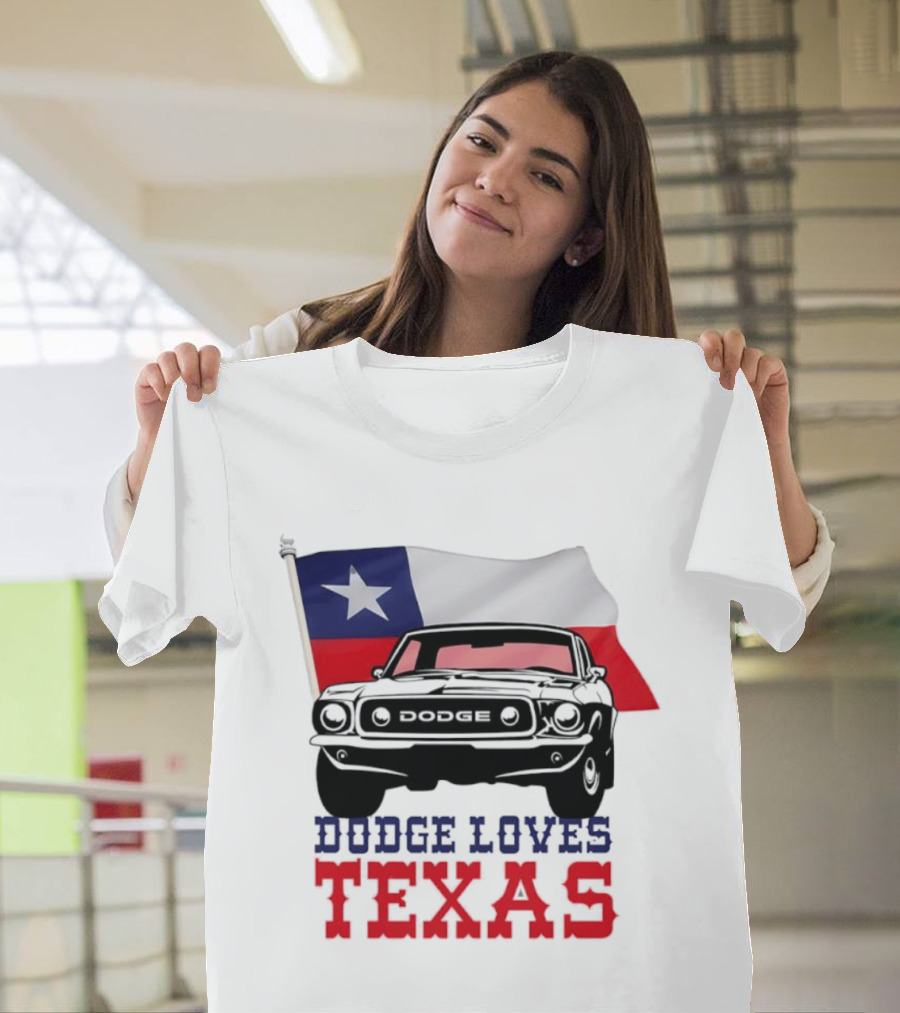 Dodge Loves Texas State Flag Mustang T-Shirt