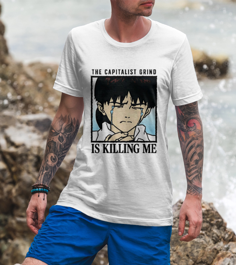 Shinji Ikari The Capitalist Grind Is Killing Me Neon Genesis Evangelion T-Shirt