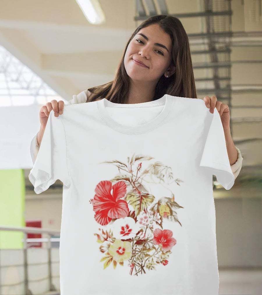 Hibiscus Mallow Cotton Floral Blossoms T-Shirt