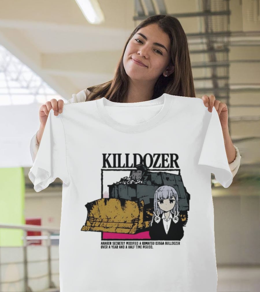Killdozer Komatsu D355A Aharen Reina Anime Crossover Machinery T-Shirt