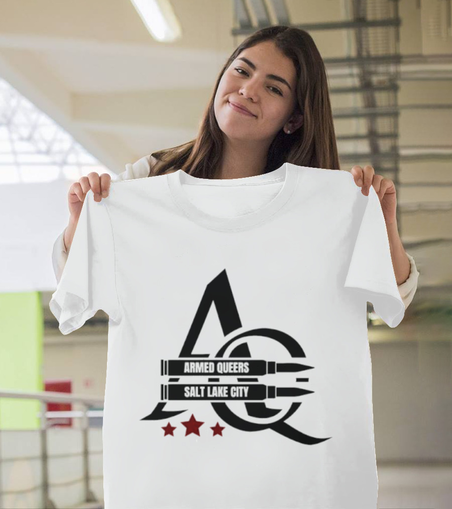 Armed Queers Salt Lake City AQ Bullet Logo Three Stars T-Shirt