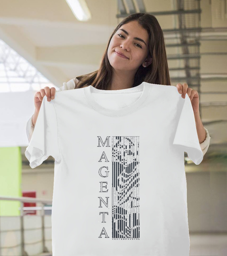 Magenta Skateboards Vertical Logo Stripe Tati T-Shirt
