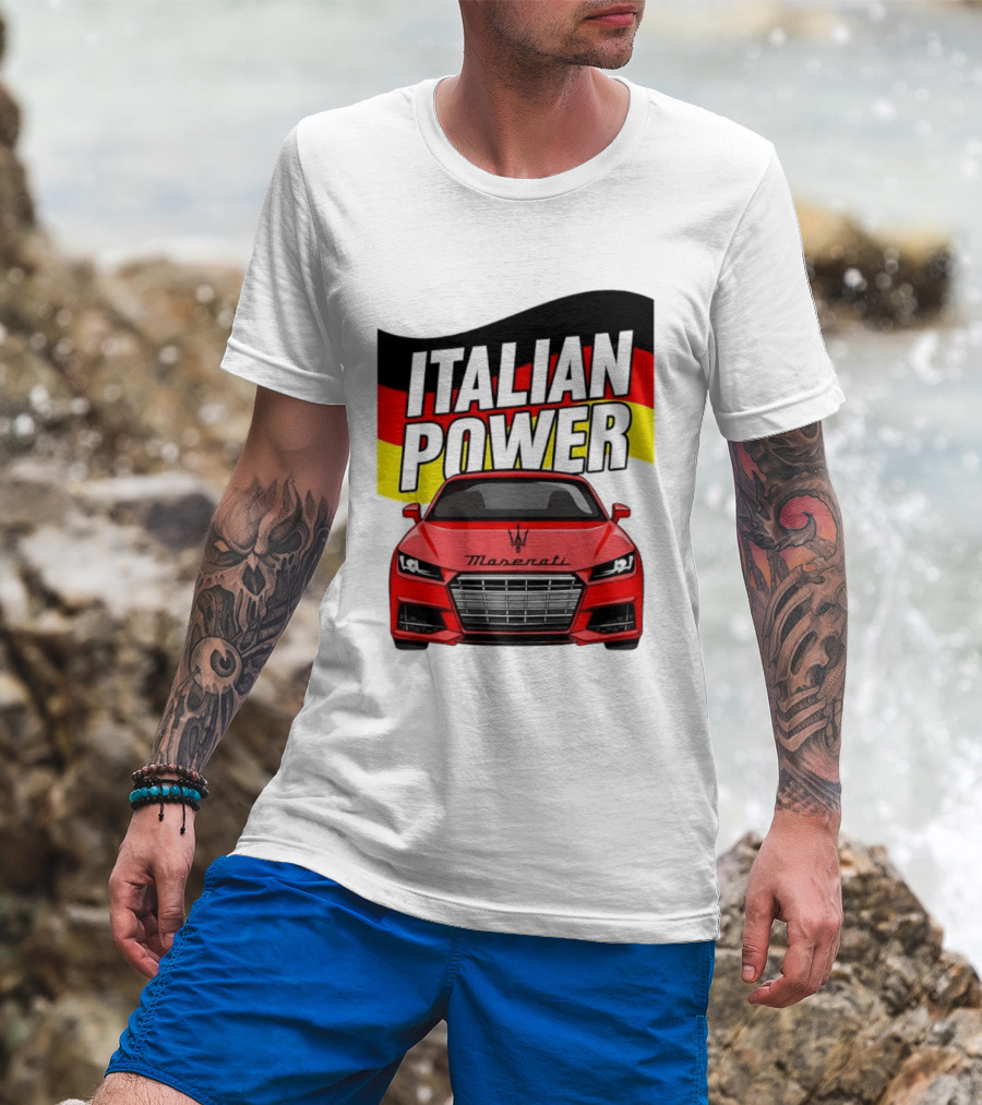 Maserati Italian Power German Flag Car T-Shirt