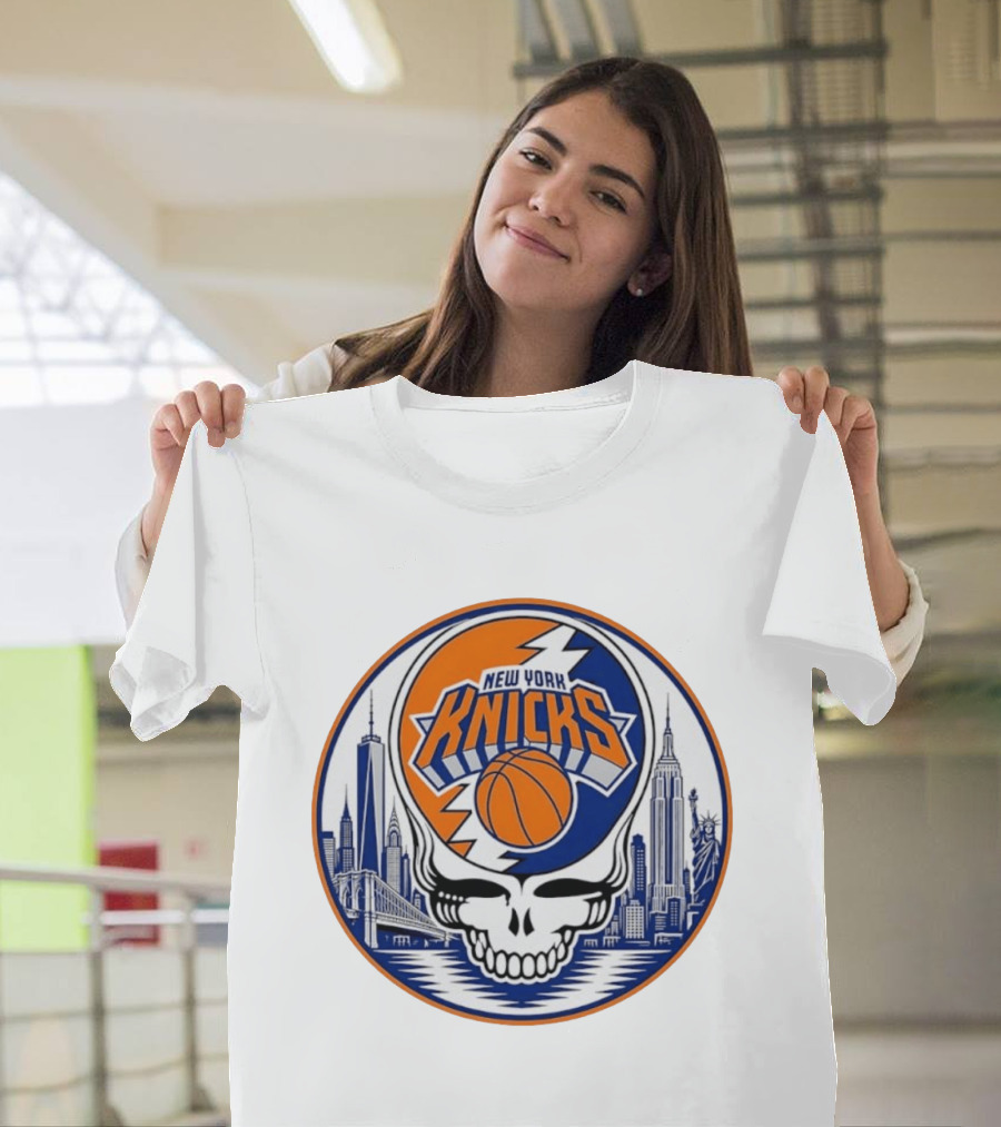 New York Knicks Grateful Dead Skyline Basketball T-Shirt