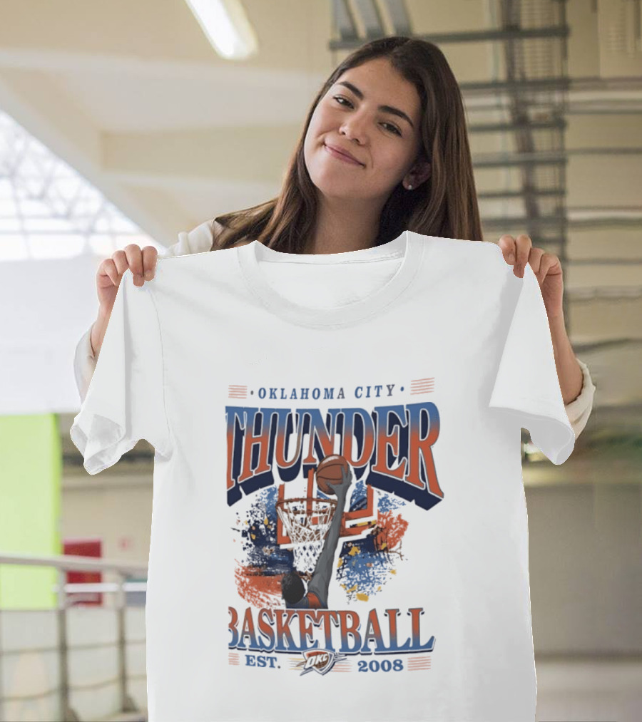 Oklahoma City Thunder Basketball Est 2008 OKC Slam Dunk Hoop T-Shirt